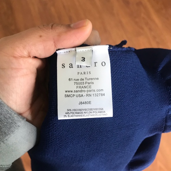 Sandro Paris Blue Ruffled Knit Mini Skirt Size 8 - Picture 6 of 6